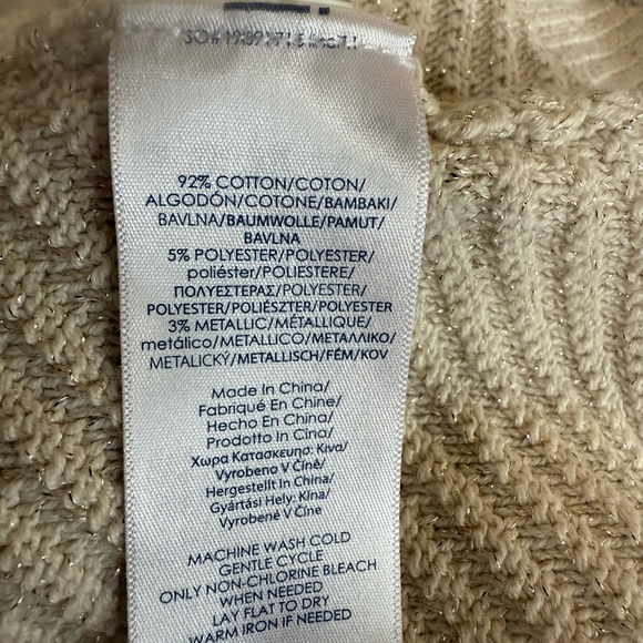 Chaps Women's cream V-Neck Sweater pullover with sparkle to it Size Large - Picture 3 of 7